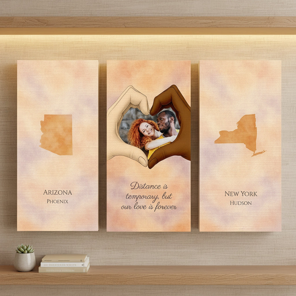 Sunset Watercolor Canvas Collection – Hearts Between