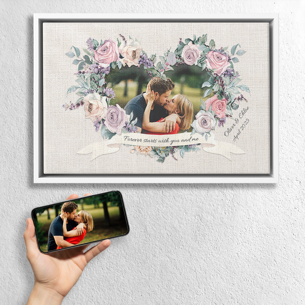 Romantic Roses Framed Canvas