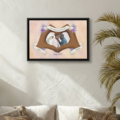 Sunset Watercolor Love Canvas