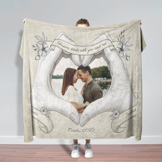 Hands-Heart Personalized Blanket