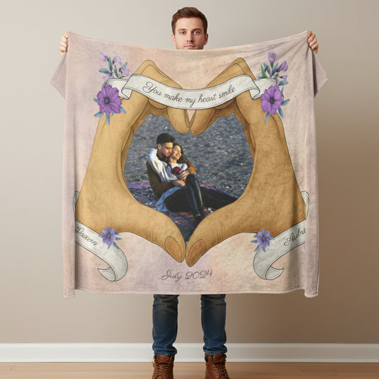 Hands-Heart Personalized Blanket